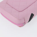 CHANEL Cambon Line Pouch Leather Pink Silver CC Auth ki6427M-17