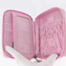 CHANEL Cambon Line Pouch Leather Pink Silver CC Auth ki6427M-8