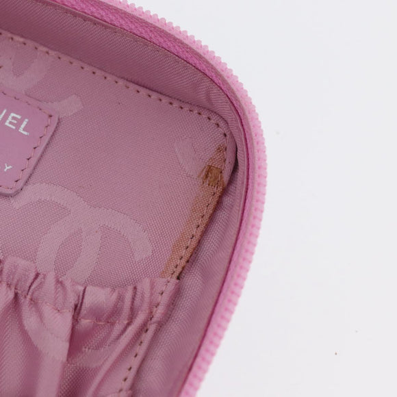 CHANEL Cambon Line Pouch Leather Pink Silver CC Auth ki6427M
