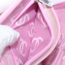 CHANEL Cambon Line Pouch Leather Pink Silver CC Auth ki6427M-9