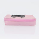 CHANEL Cambon Line Pouch Leather Pink Silver CC Auth ki6427M-4