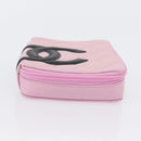CHANEL Cambon Line Pouch Leather Pink Silver CC Auth ki6427M-7