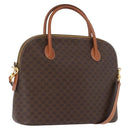 CELINE Macadam Canvas Hand Bag PVC Leather 2way Brown Gold Auth ki6435-1