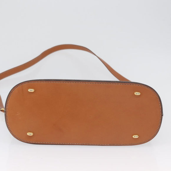 CELINE Macadam Canvas Hand Bag PVC Leather 2way Brown Gold Auth ki6435