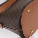 CELINE Macadam Canvas Hand Bag PVC Leather 2way Brown Gold Auth ki6435-17