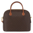 CELINE Macadam Canvas Hand Bag PVC Leather 2way Brown Gold Auth ki6435-13