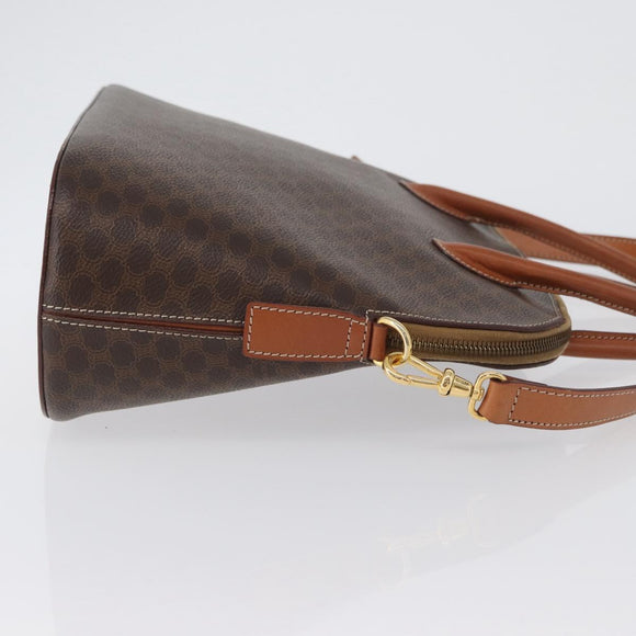 CELINE Macadam Canvas Hand Bag PVC Leather 2way Brown Gold Auth ki6435