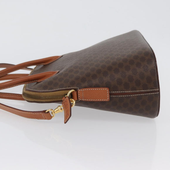 CELINE Macadam Canvas Hand Bag PVC Leather 2way Brown Gold Auth ki6435