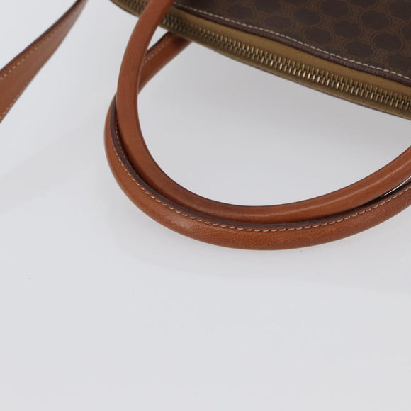 CELINE Macadam Canvas Hand Bag PVC Leather 2way Brown Gold Auth ki6435