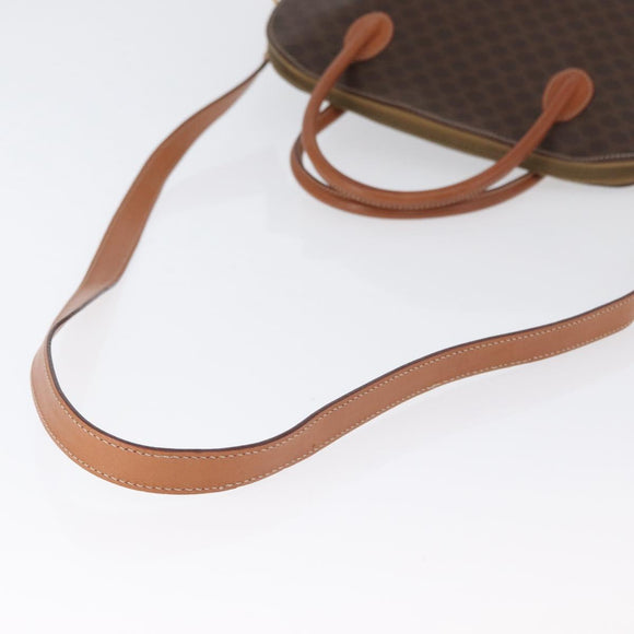CELINE Macadam Canvas Hand Bag PVC Leather 2way Brown Gold Auth ki6435