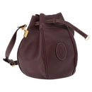 CARTIER Must Line Shoulder Bag Leather Bordeaux Gold Auth ki6436-1