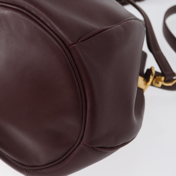 CARTIER Must Line Shoulder Bag Leather Bordeaux Gold Auth ki6436