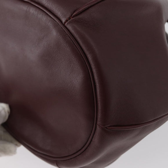 CARTIER Must Line Shoulder Bag Leather Bordeaux Gold Auth ki6436