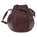 CARTIER Must Line Shoulder Bag Leather Bordeaux Gold Auth ki6436-13