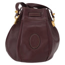 CARTIER Must Line Shoulder Bag Leather Bordeaux Gold Auth ki6436-2