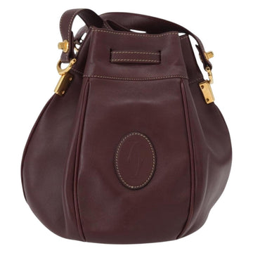 CARTIER Must Line Shoulder Bag Leather Bordeaux Gold Auth ki6436 - 0