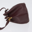 CARTIER Must Line Shoulder Bag Leather Bordeaux Gold Auth ki6436-4