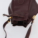 CARTIER Must Line Shoulder Bag Leather Bordeaux Gold Auth ki6436-6