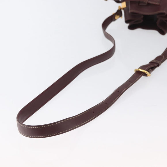CARTIER Must Line Shoulder Bag Leather Bordeaux Gold Auth ki6436