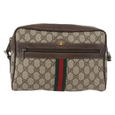 GUCCI GG Supreme Web Sherry Line Shoulder Bag PVC Beige 904 02 005 Auth ki6442-2
