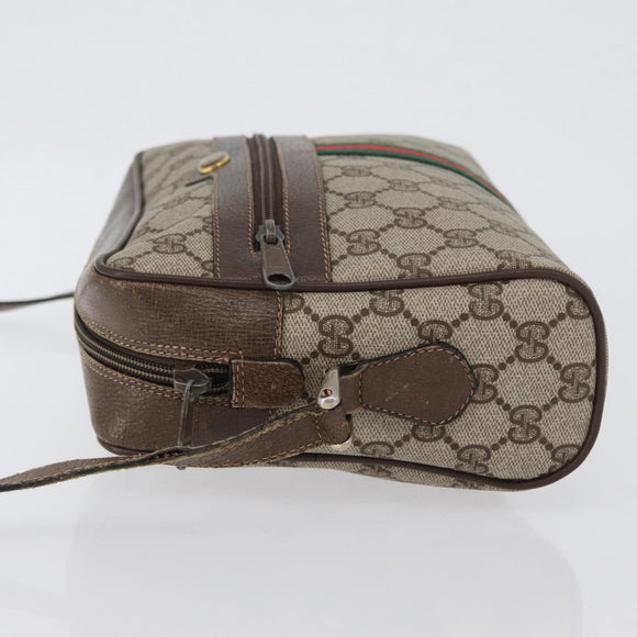 GUCCI GG Supreme Web Sherry Line Shoulder Bag PVC Beige 904 02 005 Auth ki6442