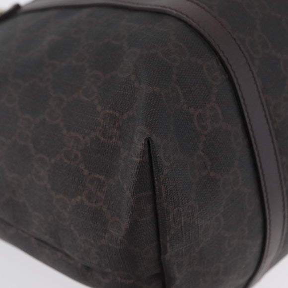 GUCCI GG Supreme Tote Bag PVC Goud Donkerbruin 309613 Auth ki6444