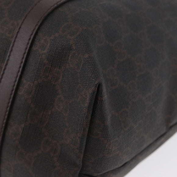 GUCCI GG Supreme Tote Bag PVC Gold Dark Brown 309613 Auth ki6444