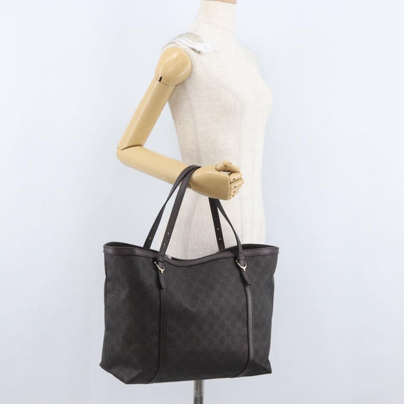 GUCCI GG Supreme Tote Bag PVC Goud Donkerbruin 309613 Auth ki6444