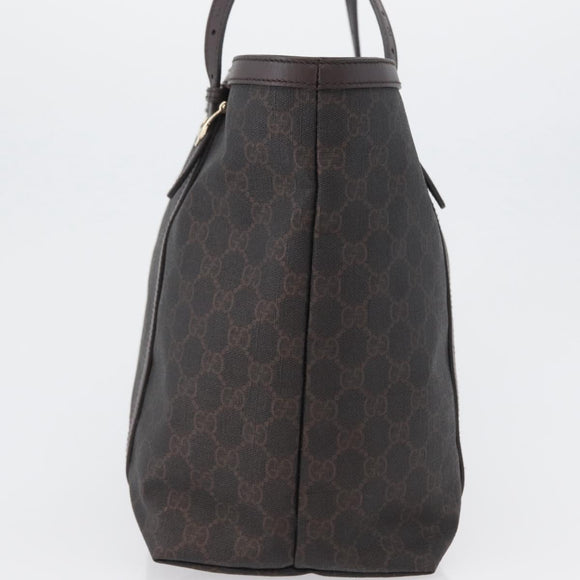 GUCCI GG Supreme Tote Bag PVC Gold Dark Brown 309613 Auth ki6444