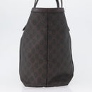 GUCCI GG Supreme Tote Bag PVC Gold Dark Brown 309613 Auth ki6444-4