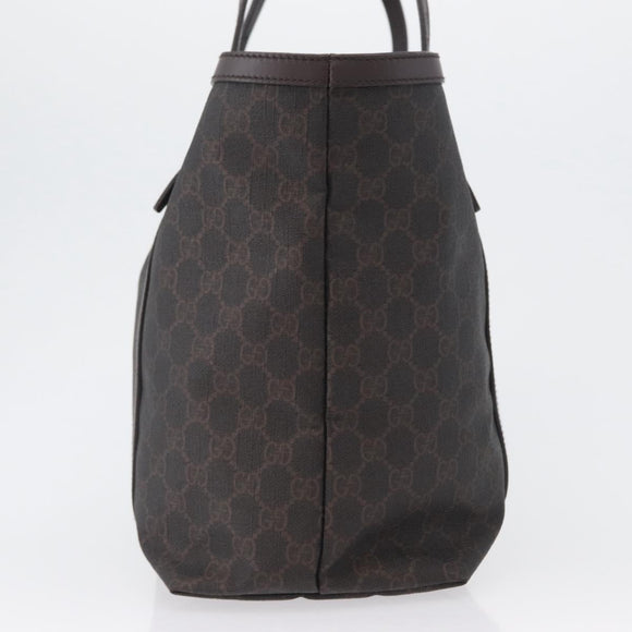 GUCCI GG Supreme Tote Bag PVC Goud Donkerbruin 309613 Auth ki6444