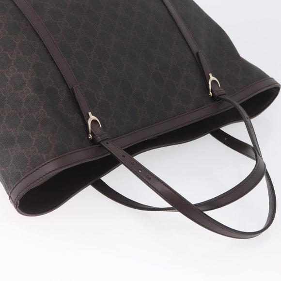 GUCCI GG Supreme Tote Bag PVC Gold Dark Brown 309613 Auth ki6444