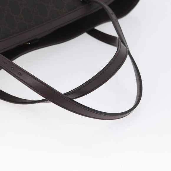 GUCCI GG Supreme Tote Bag PVC Goud Donkerbruin 309613 Auth ki6444