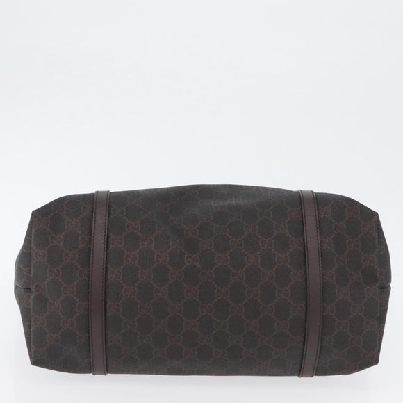 GUCCI GG Supreme Tote Bag PVC Gold Dark Brown 309613 Auth ki6444