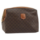 CELINE Macadam Canvas Pouch PVC Leather Brown Gold Auth ki6446-1