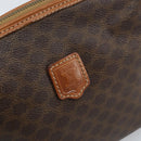 CELINE Macadam Canvas Pouch PVC Leather Brown Gold Auth ki6446-8