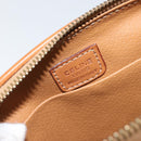 CELINE Macadam Canvas Pouch PVC Leather Brown Gold Auth ki6446-10