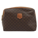 CELINE Macadam Canvas Pouch PVC Leather Brown Gold Auth ki6446-13