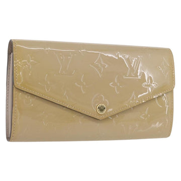 LOUIS VUITTON Vernis Portefeiulle Sarah Long Wallet Beige M90407 LV Auth ki6451V