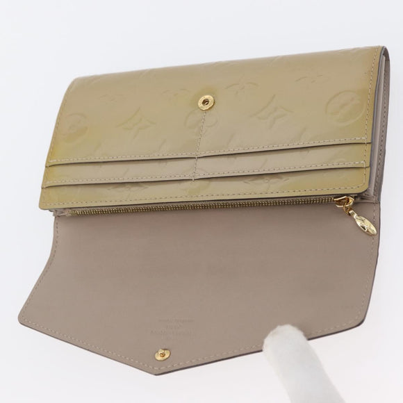 LOUIS VUITTON Vernis Portefeuille Sarah lange portemonnee Beige M90407 LV Auth ki6451V