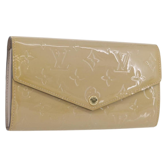 LOUIS VUITTON Vernis Portefeuille Sarah lange portemonnee Beige M90407 LV Auth ki6451V