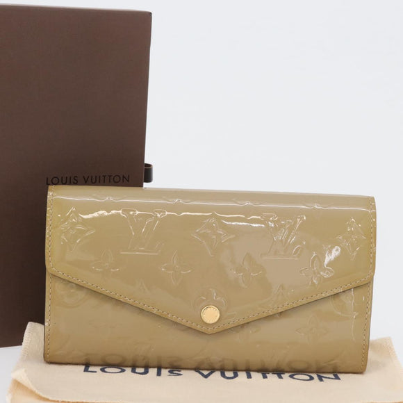 LOUIS VUITTON Vernis Portefeuille Sarah lange portemonnee Beige M90407 LV Auth ki6451V