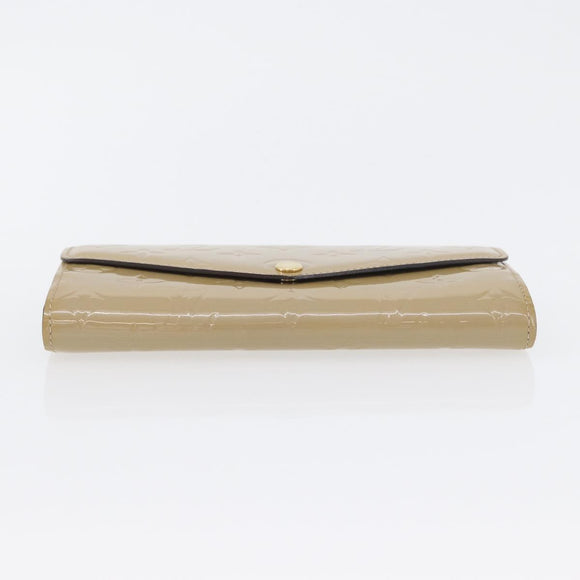 LOUIS VUITTON Vernis Portefeuille Sarah lange portemonnee Beige M90407 LV Auth ki6451V