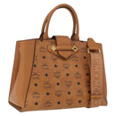 MCM Vicetos Logogram Hand Bag PVC Leather 2way Brown Gold Auth ki6452-1