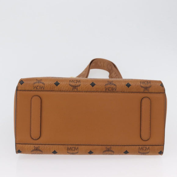 MCM Vicetos Logogram Hand Bag PVC Leather 2way Brown Gold Auth ki6452