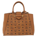MCM Vicetos Logogram Hand Bag PVC Leather 2way Brown Gold Auth ki6452-13