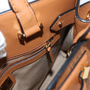 MCM Vicetos Logogram Hand Bag PVC Leather 2way Brown Gold Auth ki6452-20