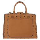 MCM Vicetos Logogram Hand Bag PVC Leather 2way Brown Gold Auth ki6452-2