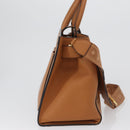 MCM Vicetos Logogram Hand Bag PVC Leather 2way Brown Gold Auth ki6452-4