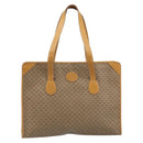 GUCCI Micro GG Supreme Tote Bag PVC Beige Gold Auth ki6459-2
